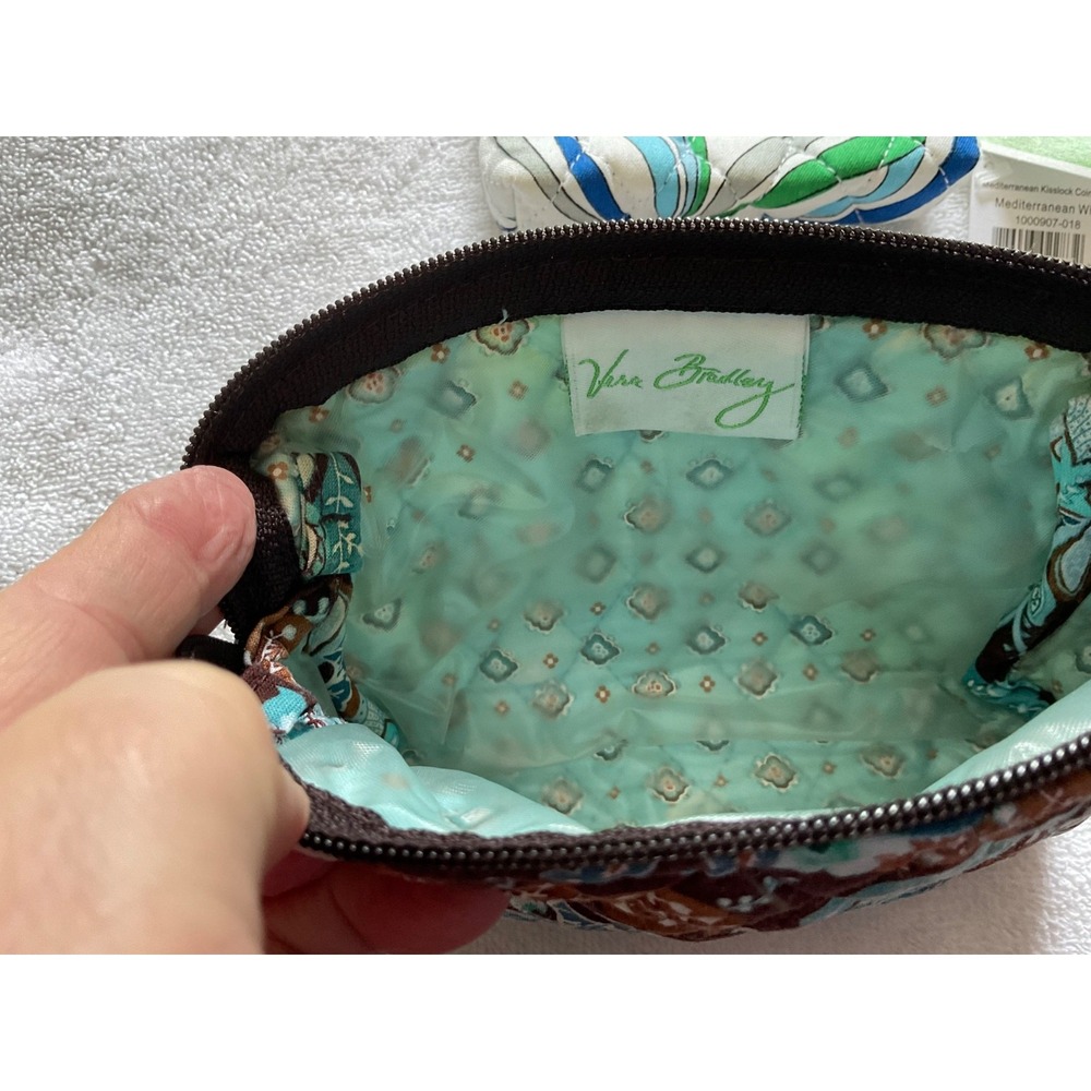 Lot 2 Vera Bradley Cosmetic Bag & Coin Purse "Retired"2006 Java Blue, Medit.Blue - Picture 2 of 12
